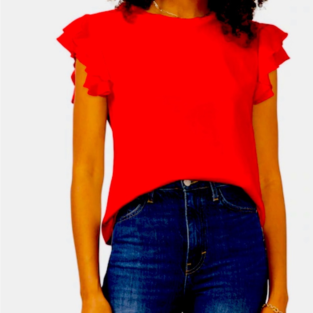 Tiered Ruffle Sleeve Cotton Blend Top
Vince Camuto